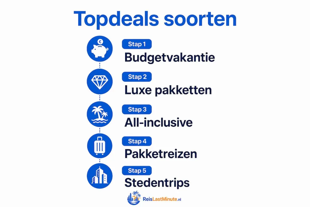 Overzichtelijke infographic met de beste reisaaanbiedingen per type vakantie
