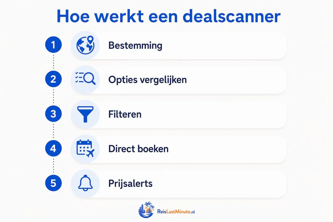 Overzichtelijke infographic met een duidelijke stap-voor-stap handleiding voor het gebruik van de dealscanner