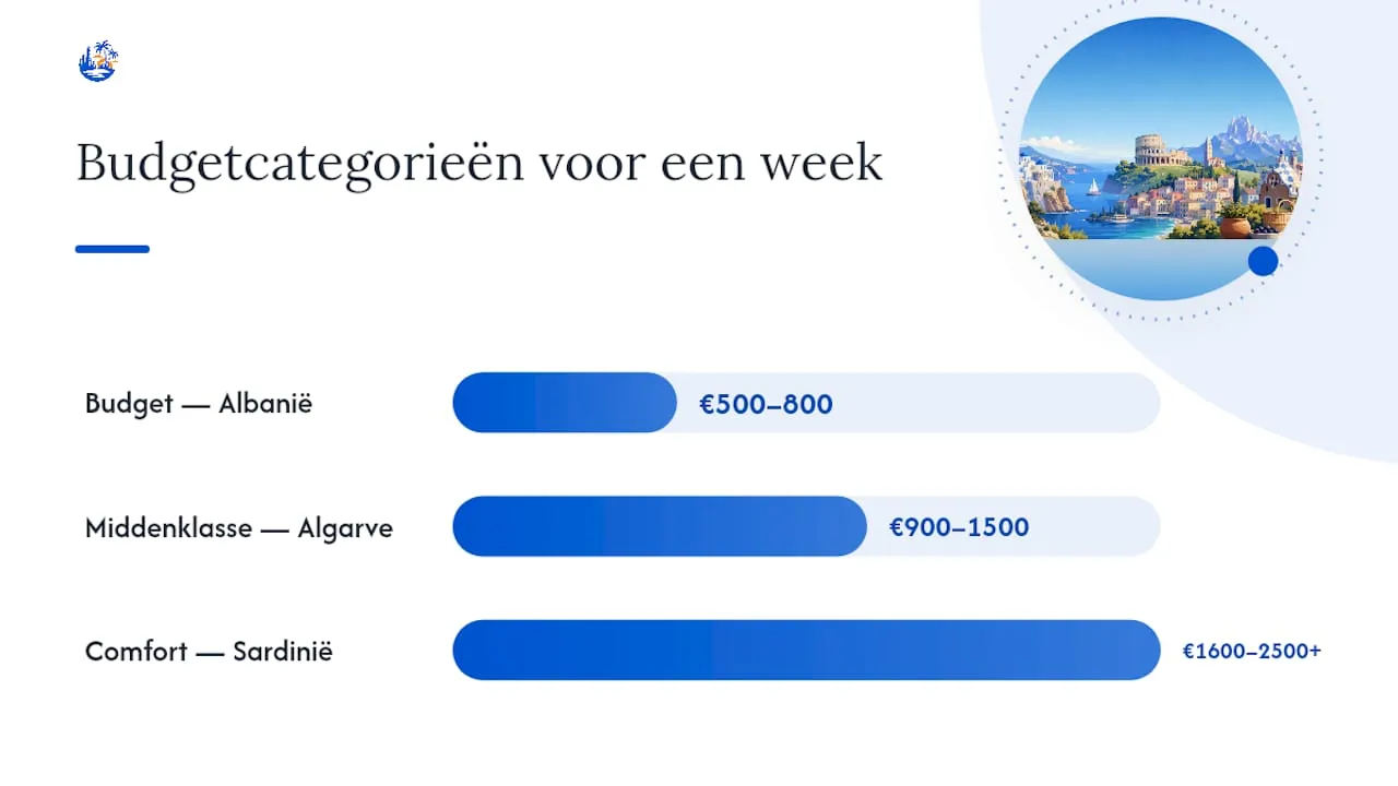 Overzichtelijke infographic van de belangrijkste kostenposten tijdens een vakantie in Europa
