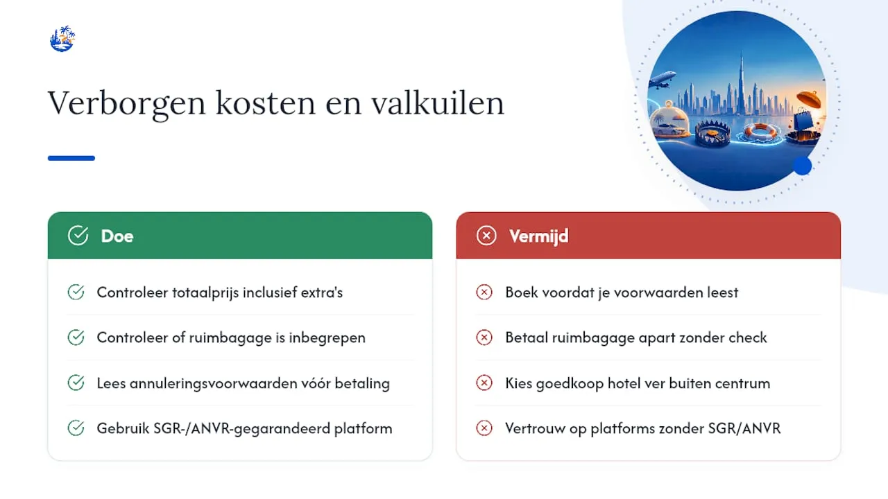 Verborgen kosten en valkuilen bij last minute-boekingen — overview diagram