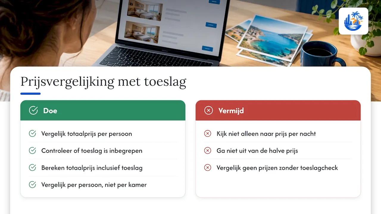 Hoe werkt de toeslag door in de totaalprijs en prijsvergelijking? — overview diagram