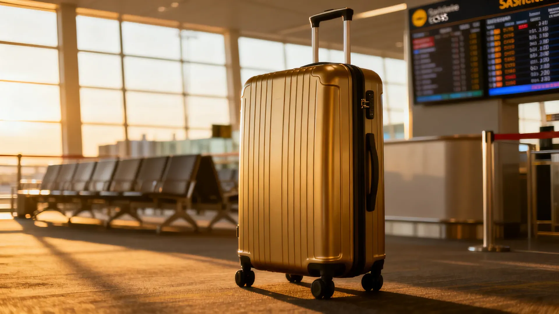 Handbagagekoffer bij vliegveld gate
